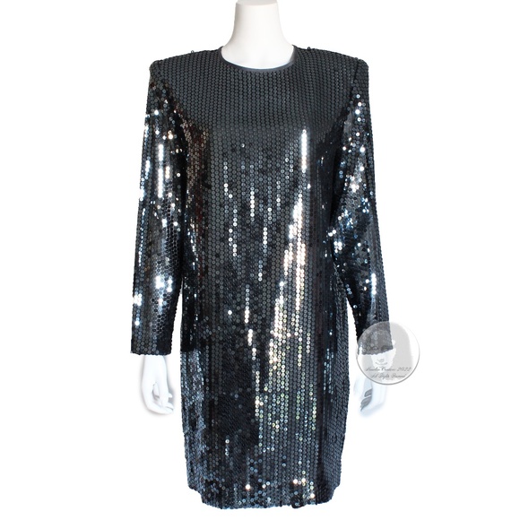 Steven Stolman Party Dress Embellished Sequins Cocktail Dress Vintage 80s Sz12 - Picture 1 of 8